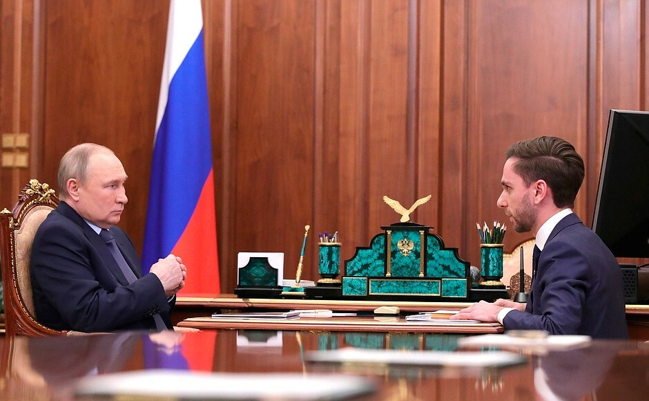 Владимир Путин встретился в Кремле с генеральным директором общества «Знание» Максимом Древалем